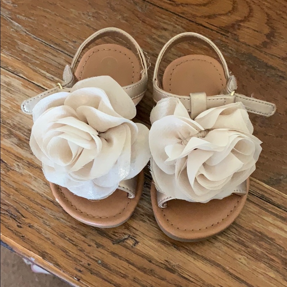 Baby size 5 tan and gold sandals